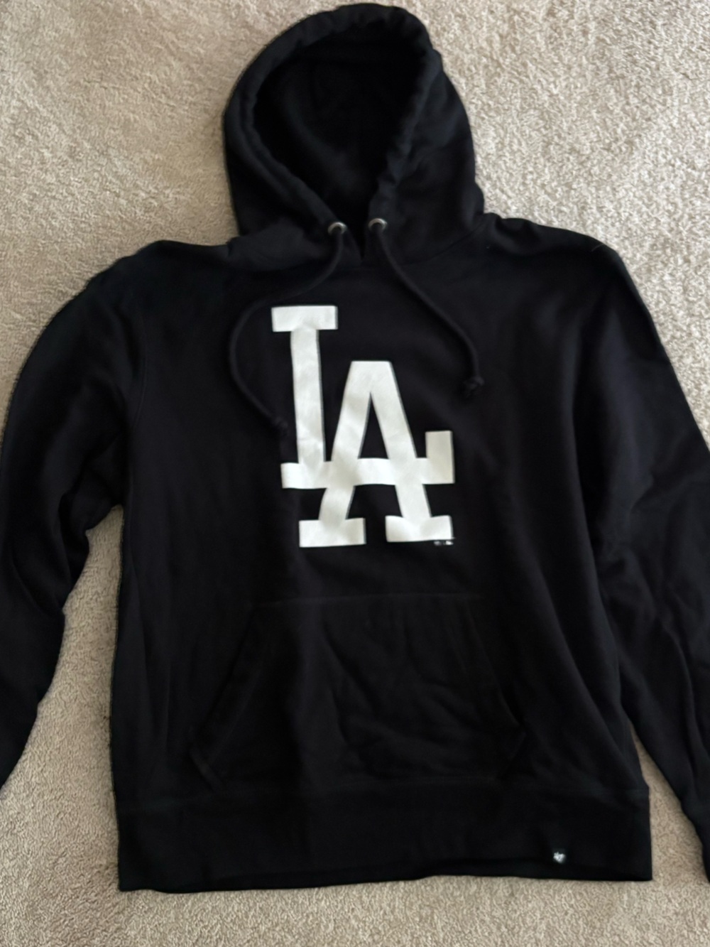 '47 Black Hoodie with White LA logo and Logo Tab